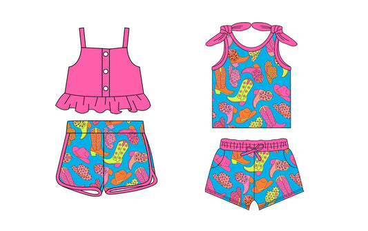 Baby Girl Sleeveless Western Boots Sibling Set ( Moq 5 Each Style ) 1.23