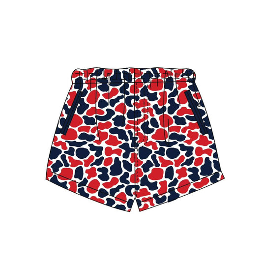( Moq 5 ) Preorder Baby Boys Kids Red Navy Camo Pockets Shorts Bottoms Team Clothes