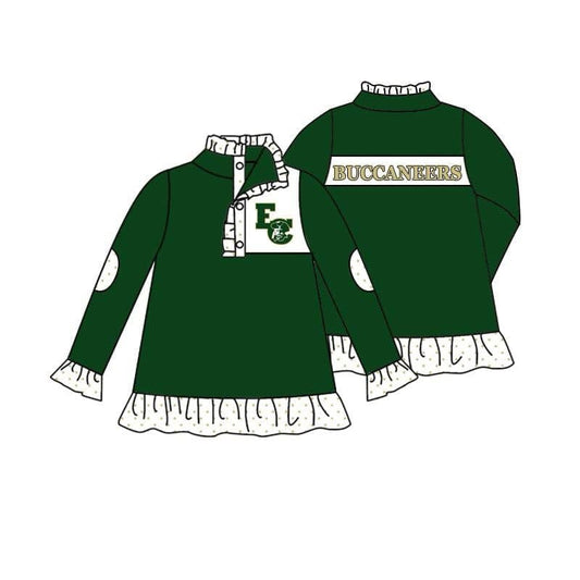 Baby Girl Green Long Sleeves EC Team Ruffle Shirt ( Moq5 )