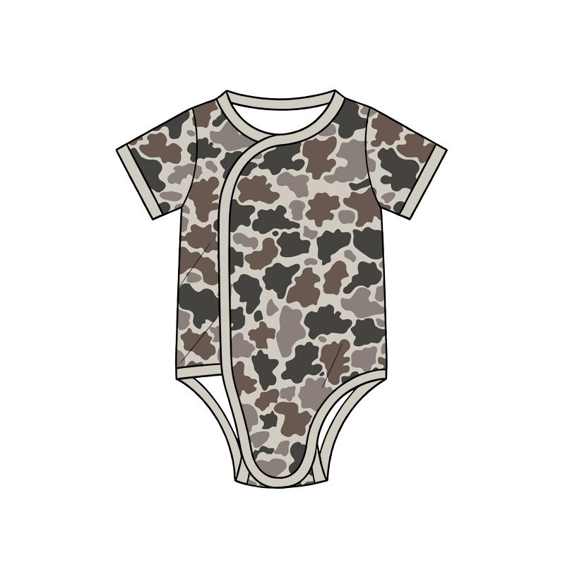 ( Moq 5 ) Preorder Baby Boys Newborn Short Sleeves Camo Romper Bodysuit