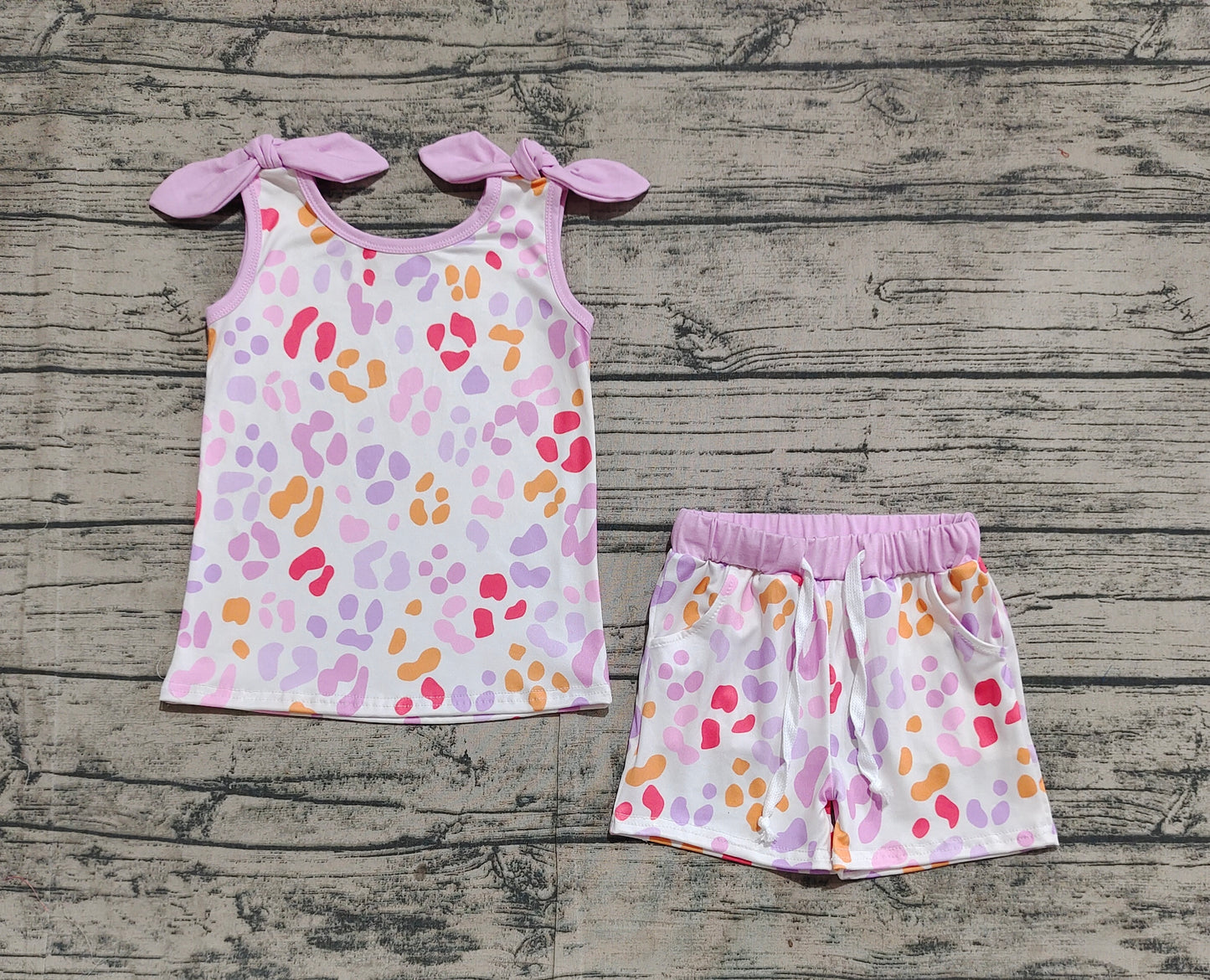 Baby Girl Straps Bows Tops Leopard Shorts Clothes Set RTS