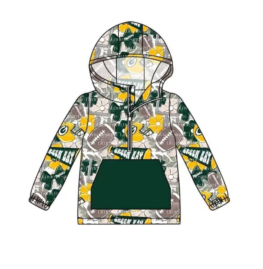 Baby Kids Toddler Long Sleeves Flower Bow Football Hoodie Zipper Shirt Tops Moq 5