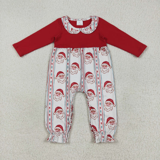 Baby Girl Red Long Sleeves Santa Christmas Romper RTS