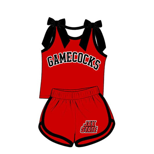 ( Moq 5 ) Baby Girls Kids Sleeveless Bows Shirt Shorts Team Set Clothes