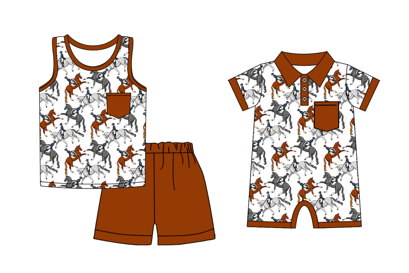 Baby Boy Cowgirl Sibling Romper Set ( Moq 5 Each Style ) 1.4