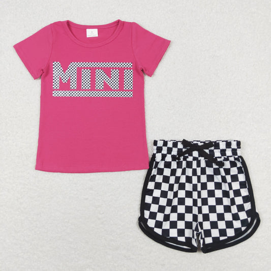 Baby Girl Short Sleeves Mini Pink Shirt Checkered Shorts Set