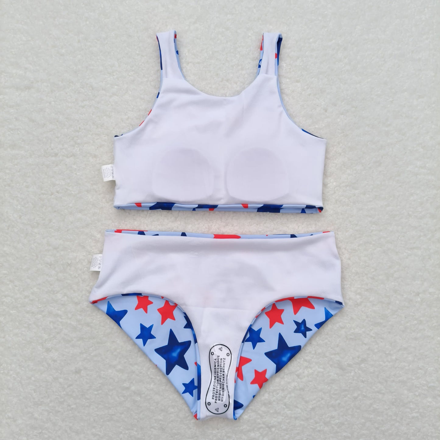 Baby Girl Bathing Suit Sleeveless Stars Tops Shorts Set July 4th Swimsuit