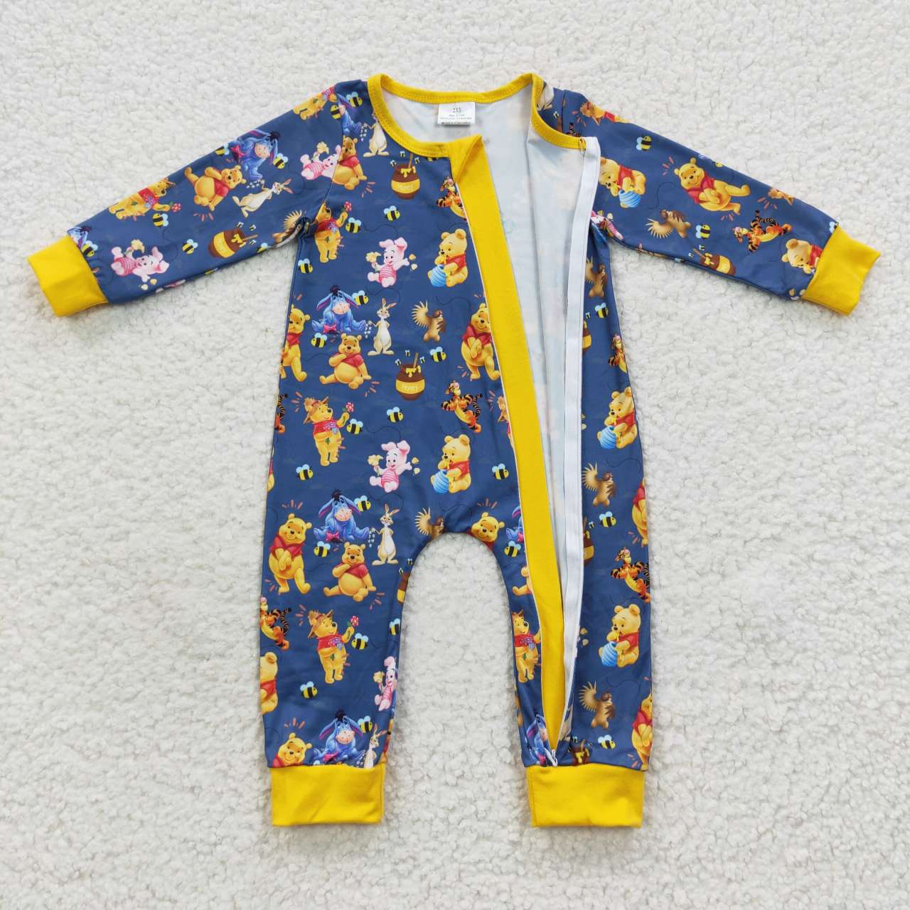 LR0347 Baby Boy Long Sleeves Zip One Piece Bear Romper