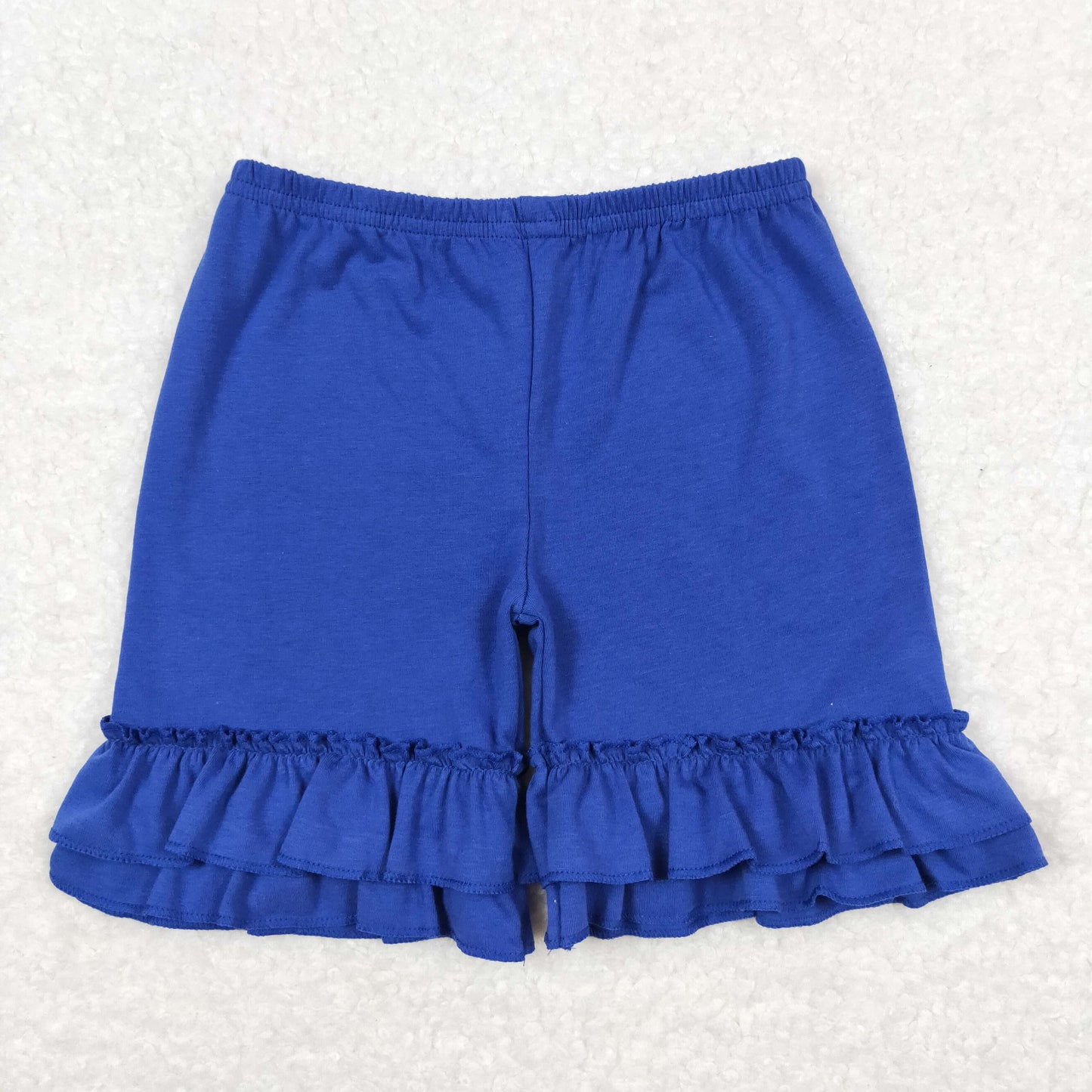 Baby Girl Blue Cotton Ruffle Shorts