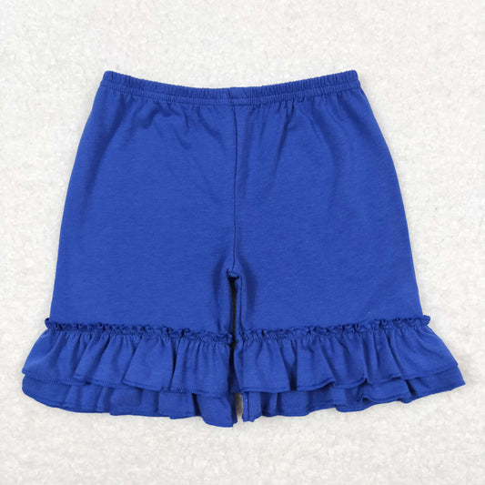 Baby Girl Blue Cotton Ruffle Shorts