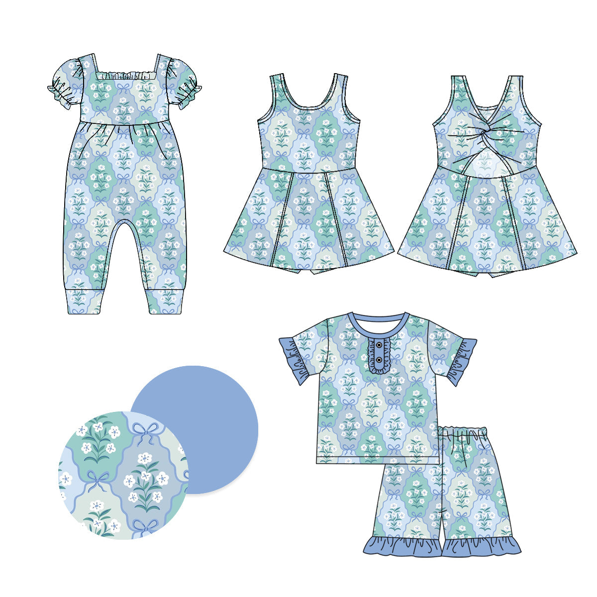 Baby Girl Flower Sibling Dress Romper Set ( Moq 5 Each Style ) 1.4