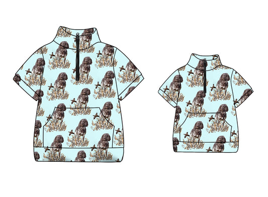 Baby Kids Toddler Adult Short Sleeves Dogs Ducks Sibling Family Shirt Tops ( Moq 5 Each Style )