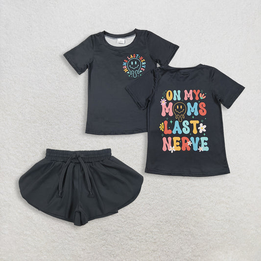 Baby Girl Kids Black Short Sleeves Shirt Ruffle Shorts Set Clothes RTS