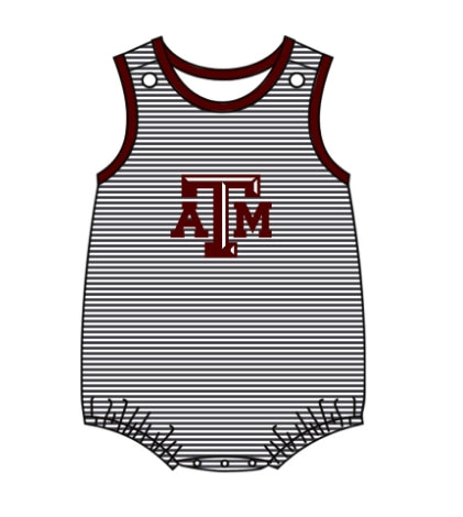 Baby Boy Sleeveless ATM Team Stripes Bubble Romper ( Moq 5 )