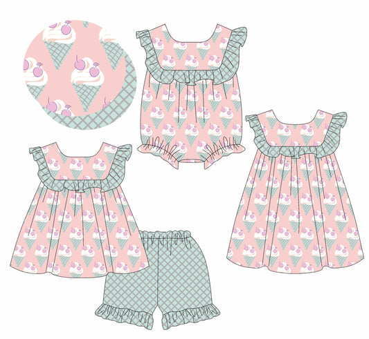 Baby Girl Short Sleeves Ruffle Sibling Romper Dress Set ( Moq 5 Each Style ) 1.17