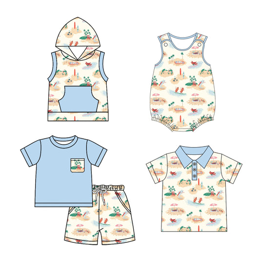 Baby Boy Short Sleeves Beach Sibling Romper Shirt Set ( Moq 5 Each Style ) 2.114