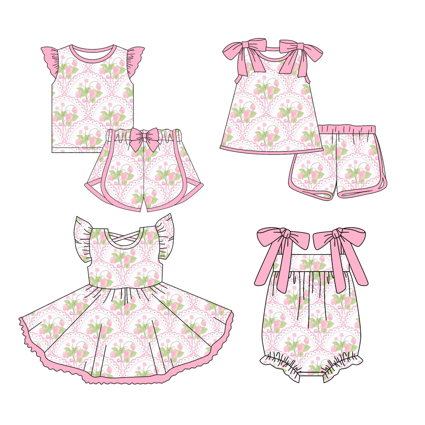 Baby Girl Flower Pink Sibling Romper Dress Set ( Moq 5 Each Style ) 3.13