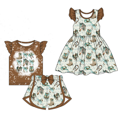 Baby Girl Western Horse Bows Sibling Dress Set ( Moq 5 Each Style ) 2.11