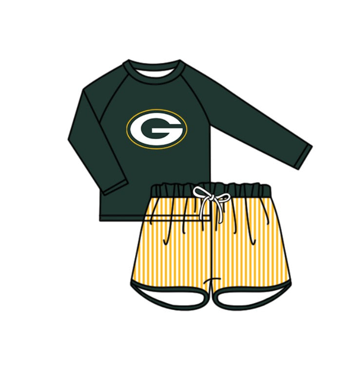 ( Moq 5 Each Style ) Baby Boys Girls Kids Team Sibling Green Jumpsuits Sets Swimsuits Clothes