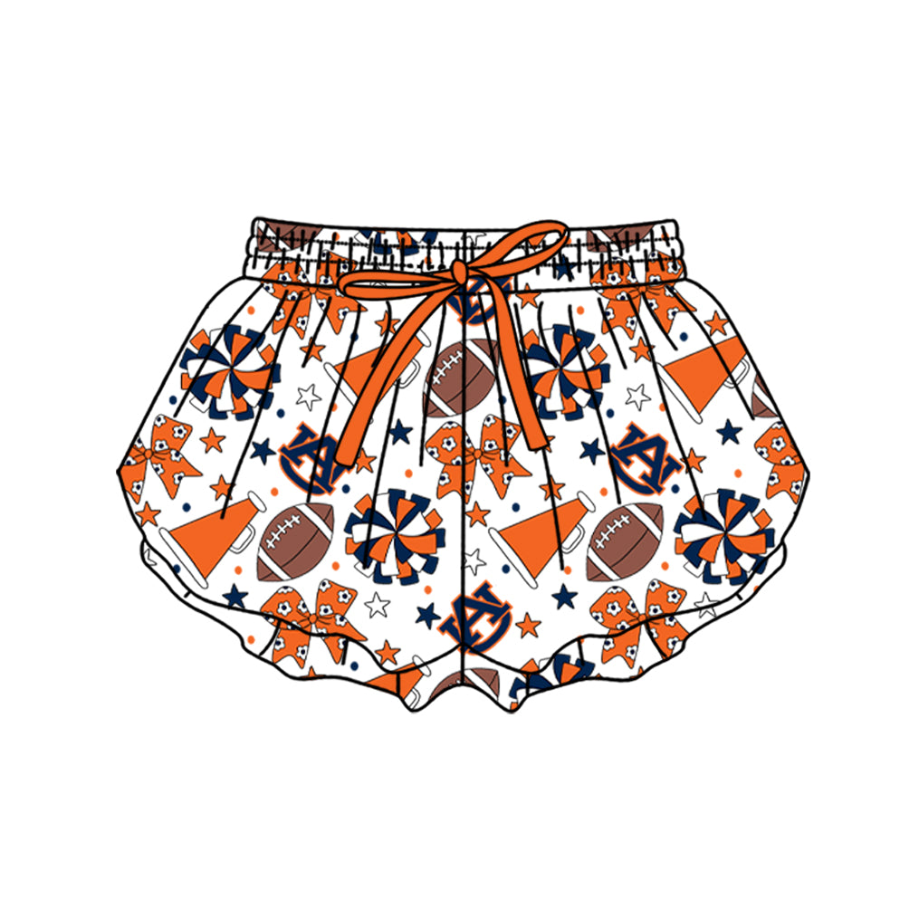 ( Moq 5 ) Baby Girls Kids Orange Bows Cheer Football Shorts Bottoms Team Clothes