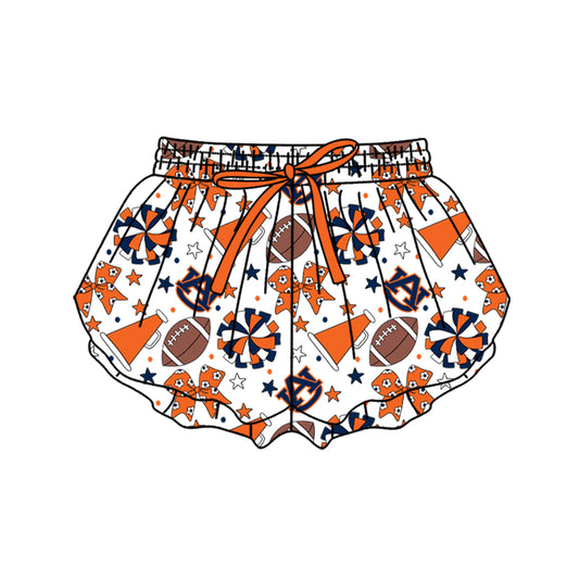 ( Moq 5 ) Baby Girls Kids Orange Bows Cheer Football Shorts Bottoms Team Clothes