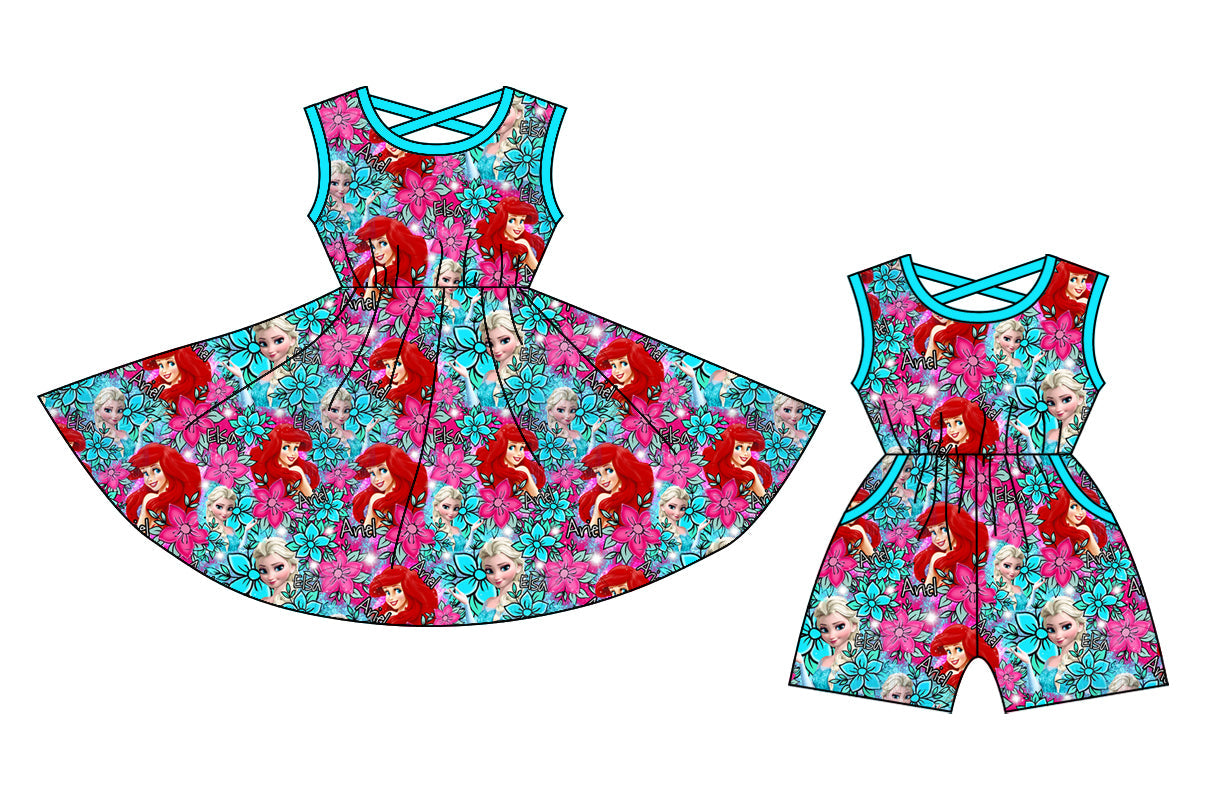 Baby Girl Sleeveless Princess Flower Sibling Jumpsuit Dress ( Moq 5 Each Style ) 3.12