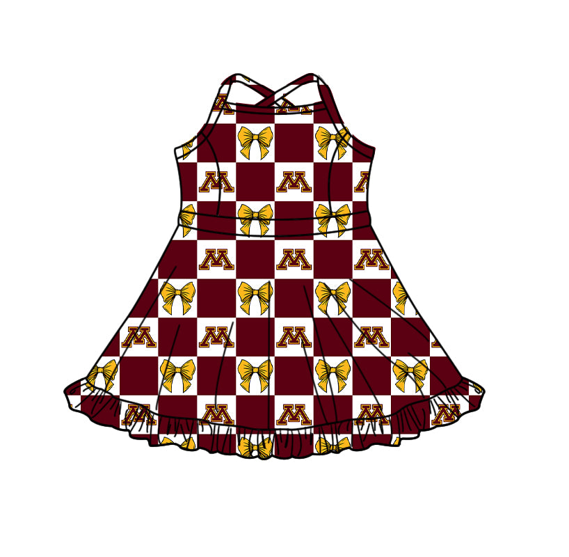 ( Moq 5 ) Custom Baby Girls Kids Straps Shorts Knee Length Team Dress Cheer Clothes