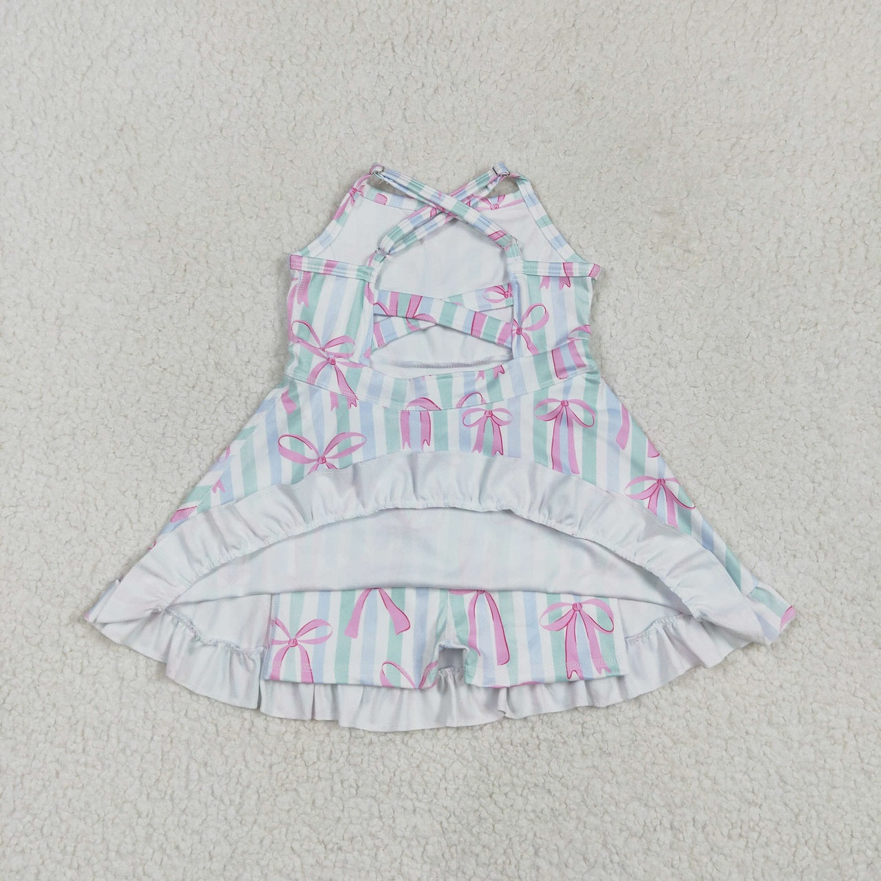 Colors ( 8-11 ) Sibling Baby Girl Straps Bows Yoga Athletic Wear Dress Sibling Clothes RTS