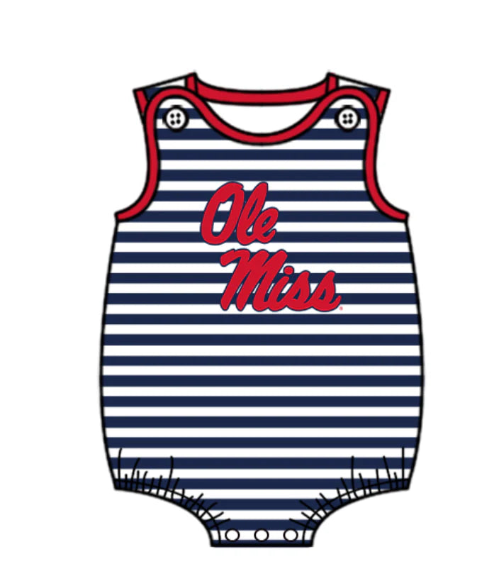 ( Moq 5 ) Baby Boys Infant Sleeveless Stripes Team Bubble Romper
