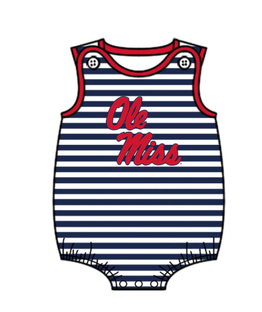 ( Moq 5 ) Baby Boys Infant Sleeveless Stripes Team Bubble Romper