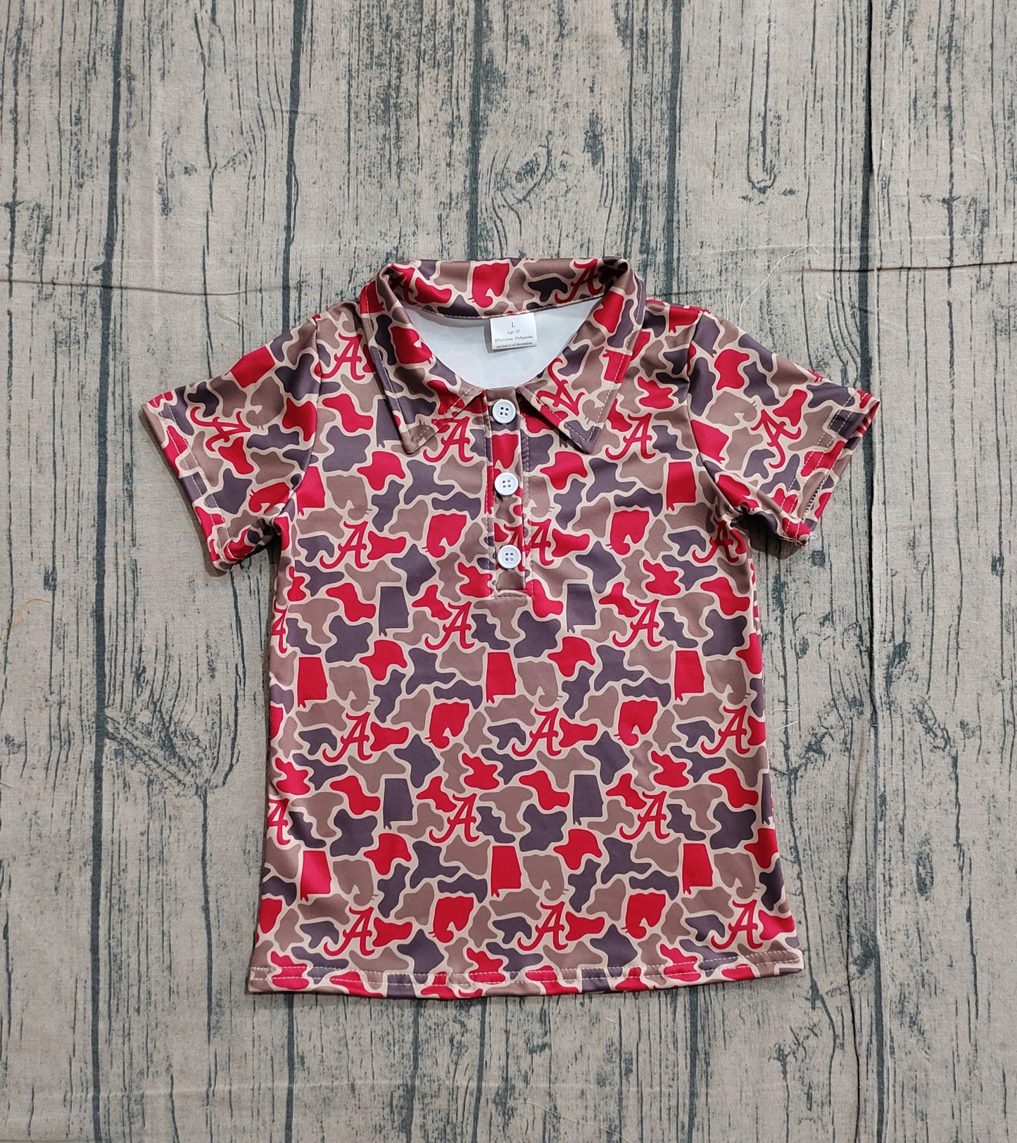 Baby Boys Kids Short Sleeves A Camo Print Team Buttons Shirt Tops RTS