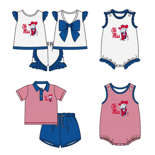 Baby Boy Girl Summer Old Man Team Sibling Romper Set ( Moq 5 Each Style )