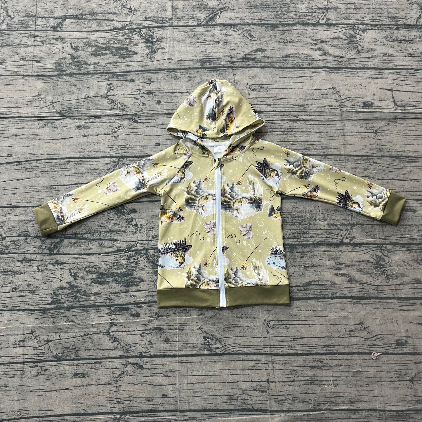 Baby Boys Kids Long Sleeves Fishing Zipper Hoodie Green Coat Tops RTS