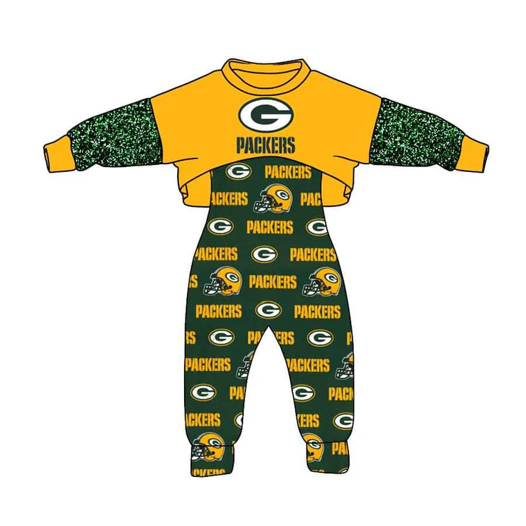 Baby Girls Packers Top 2pcs Jumpsuits Team Clothes Sets split order preorder July 29th