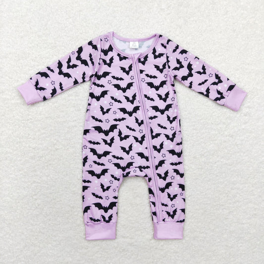 Baby Infant Girls Halloween Bats Zip Bamboo Sleepers Romper