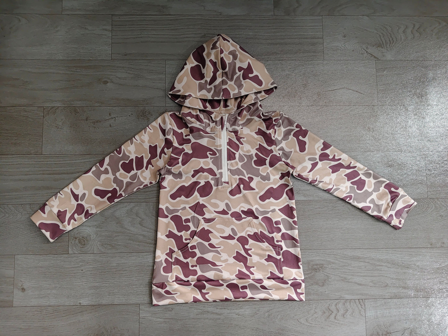 ( No moq ) Preorder Baby Boys Kids Camo Long Sleeves Pocket Hoodie Zipper Shirt Tops