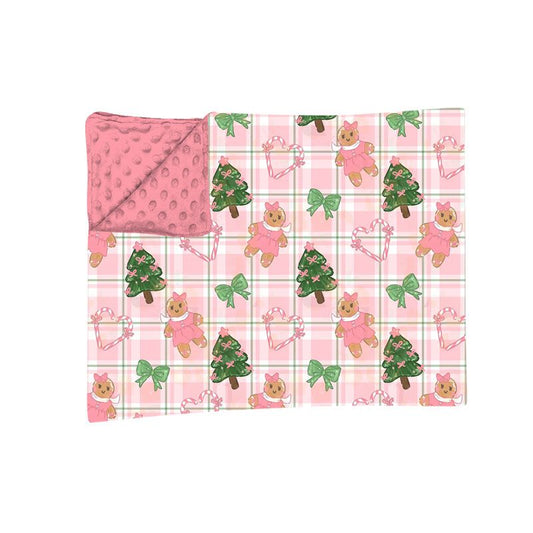 ( Moq 5 ) Preorder Baby Girls Kids Gingerbread Bows Tree Christmas Blanket