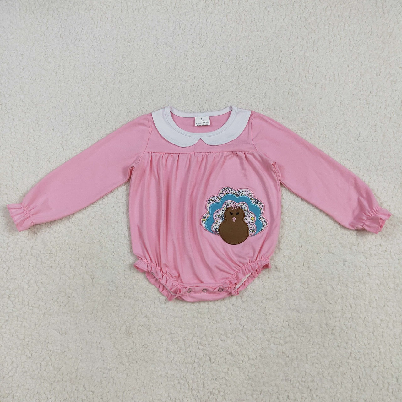 Baby Boy Girl Long Sleeves Embroidery turkey Sibling Thanksgiving Fall Romper Set RTS