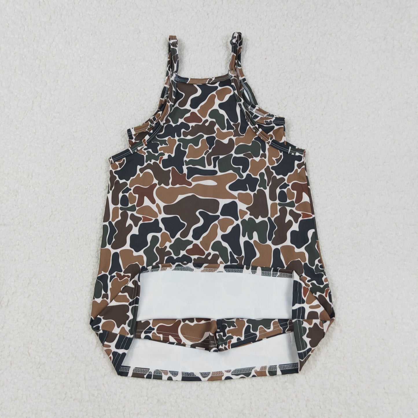 Baby Girl Straps Camo Pockets Yoga Active Brown Knee Length Dress RTS