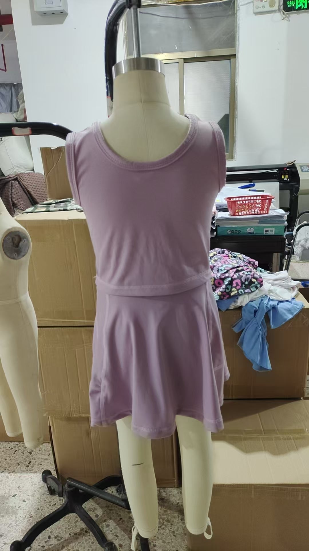 Baby Girl Sleeveless Vest Shorts Skirt Skort Clothes Yoga Active Wear Set RTS