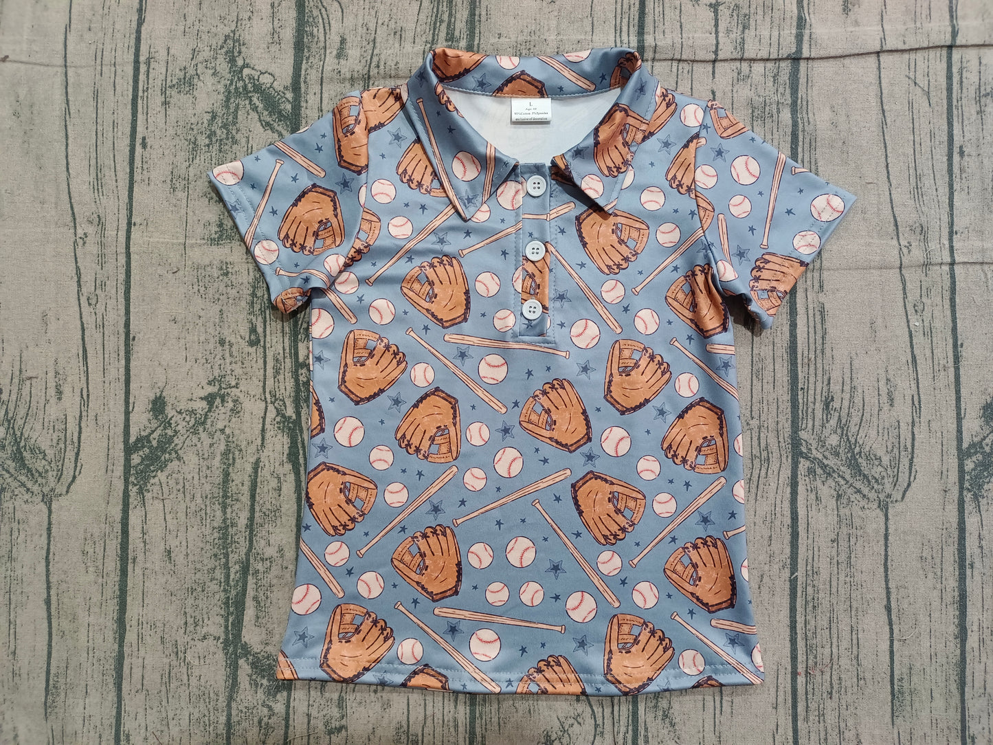 Baby Boys Kids Short Sleeves Baseball Stars Buttons Shirt Tops RTS