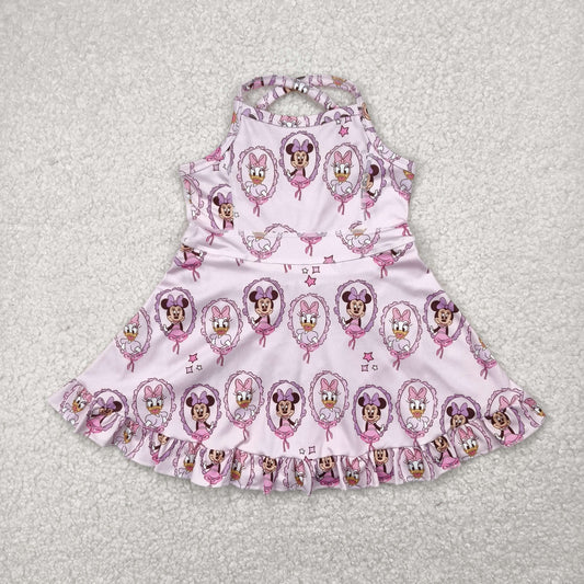 Baby Girl Straps SCartoon Mouse Ducks Yoga Active Knee Length Dress RTS