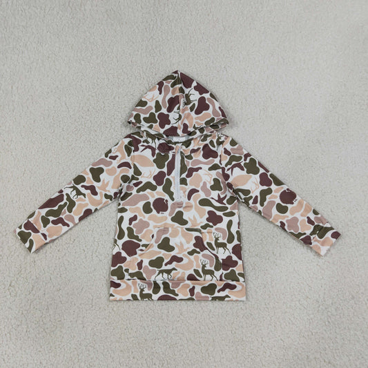 Baby Boys Kids Dogs Deer Ducks Camo Pocket Hoodie Zipper Shirt Tops RTS