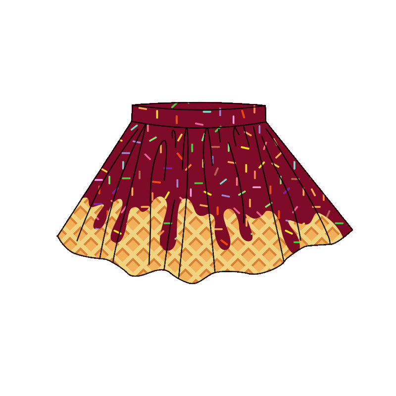 ( Moq 5 ) Preorder Baby Girls Kids Dark Red Sprinkles Drips Skirt Shorts Yoga Active Bottom Clothes