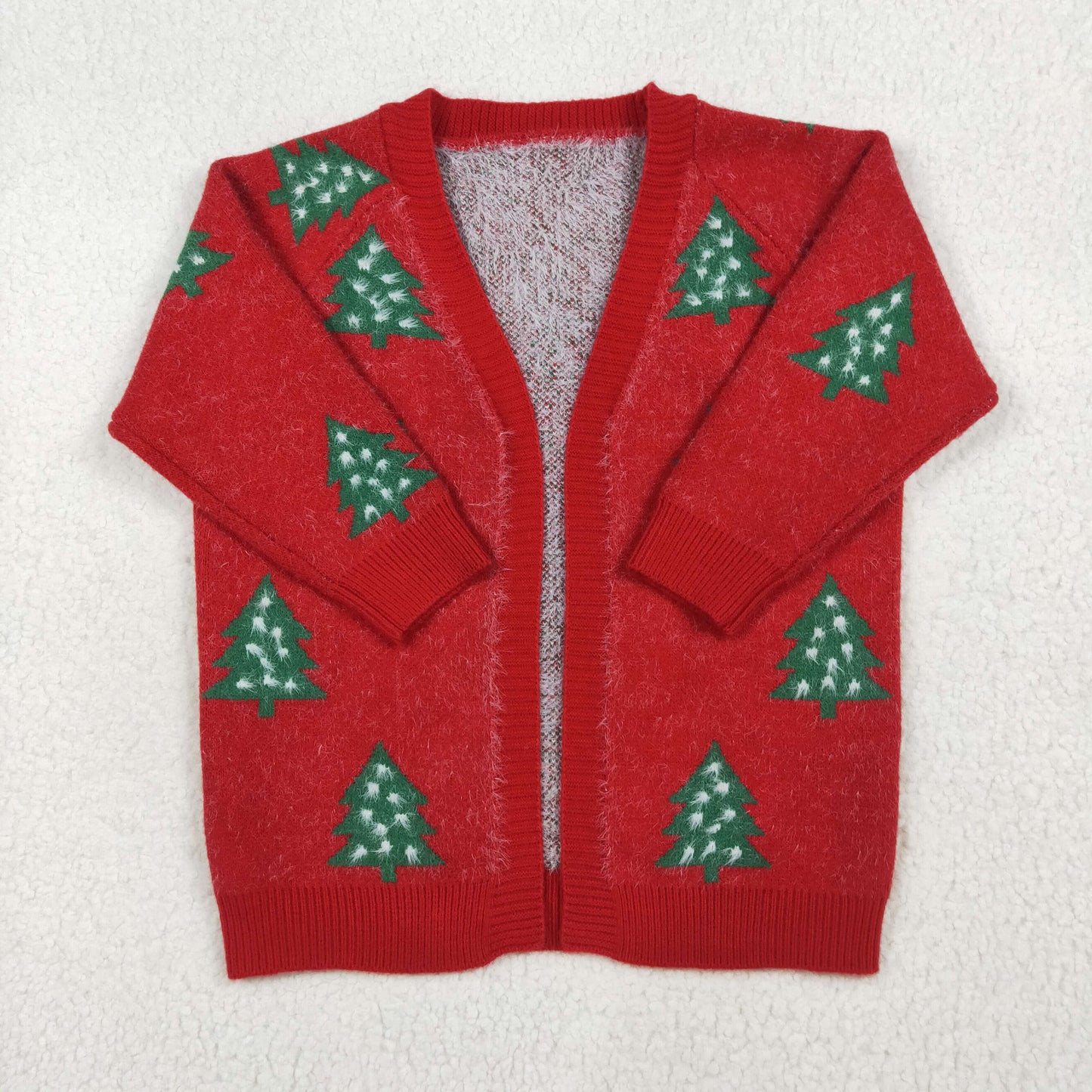 Baby Girl Red Long Sleeves Christmas Tree Sweater Coat RTS