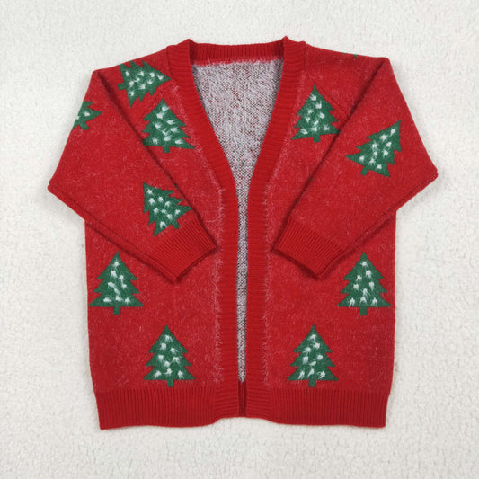 Baby Girl Red Long Sleeves Christmas Tree Sweater Coat RTS