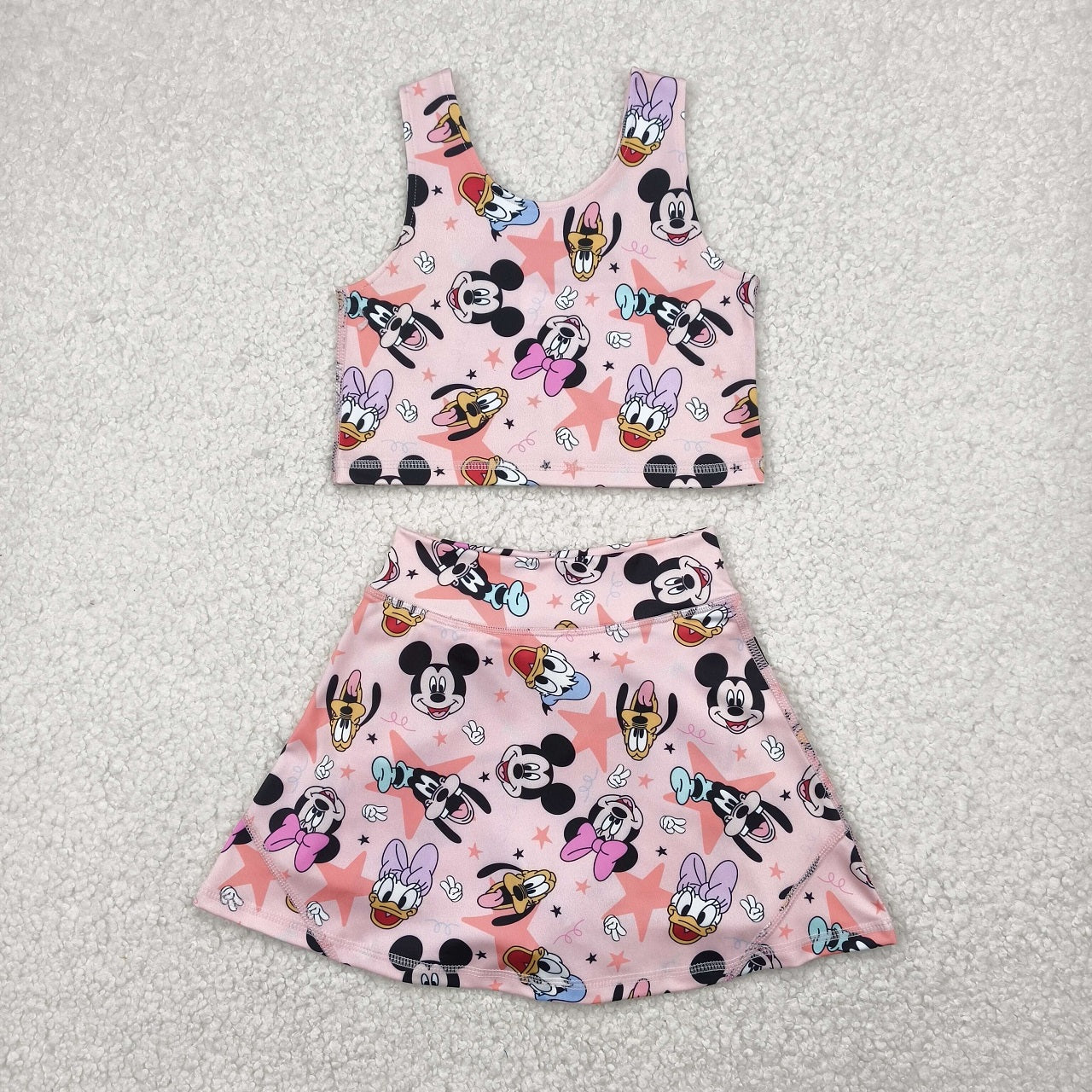 Baby Girl Sleeveless Mouse Yoga Active Wear Skort Set Sibling Cartoon Clothes RTS