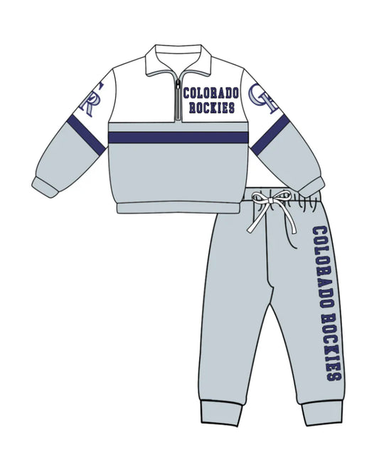 ( Moq 5 ) Baby Boys Toddler Long Sleeves Zipper Shirt Grey Jogger Pants Team Clothes Set