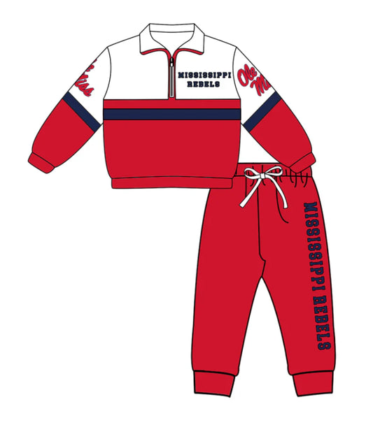 ( Moq 5 ) Baby Boys Toddler Long Sleeves Zipper Red Shirt Jogger Pants Team Clothes Set
