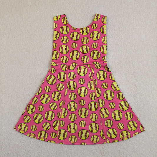 Baby Girls Kids Sleeveless Softball Yoga Shorts Pink Knee Length Dress RTS